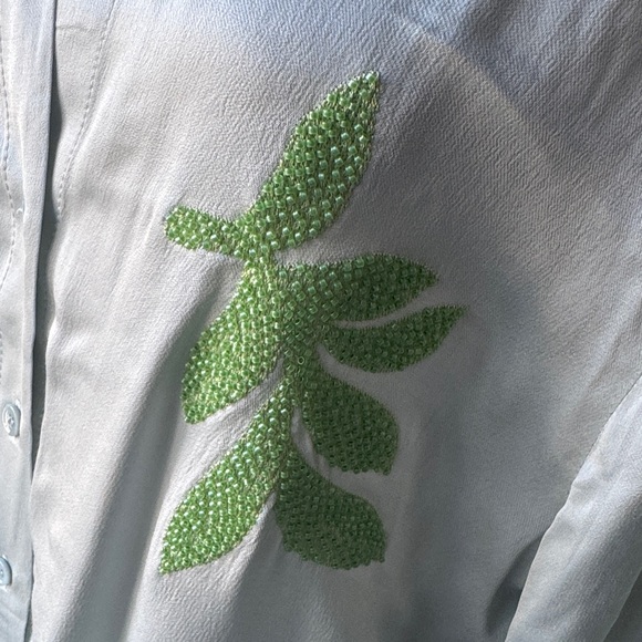 Zara Shirt and pants with Green beaded Leaf Design - Picture 5 of 12